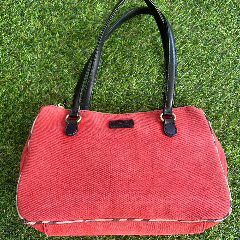 Authentic Burberry Red and Black Shoulder Bag comes with COA